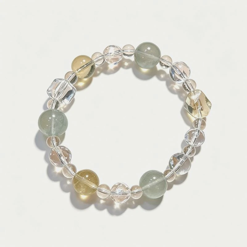 Quartz and Fluorite Crystal Bracelet