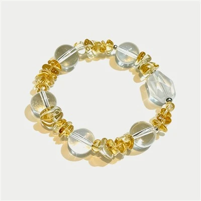 12mm Clear Quartz and Citrine Bracelet