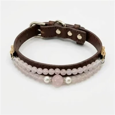 Double Strand Rose Quartz Pet Collar