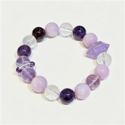 12mm Amethyst Kunzite Crystal Bracelet