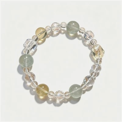 Quartz and Fluorite Crystal Bracelet